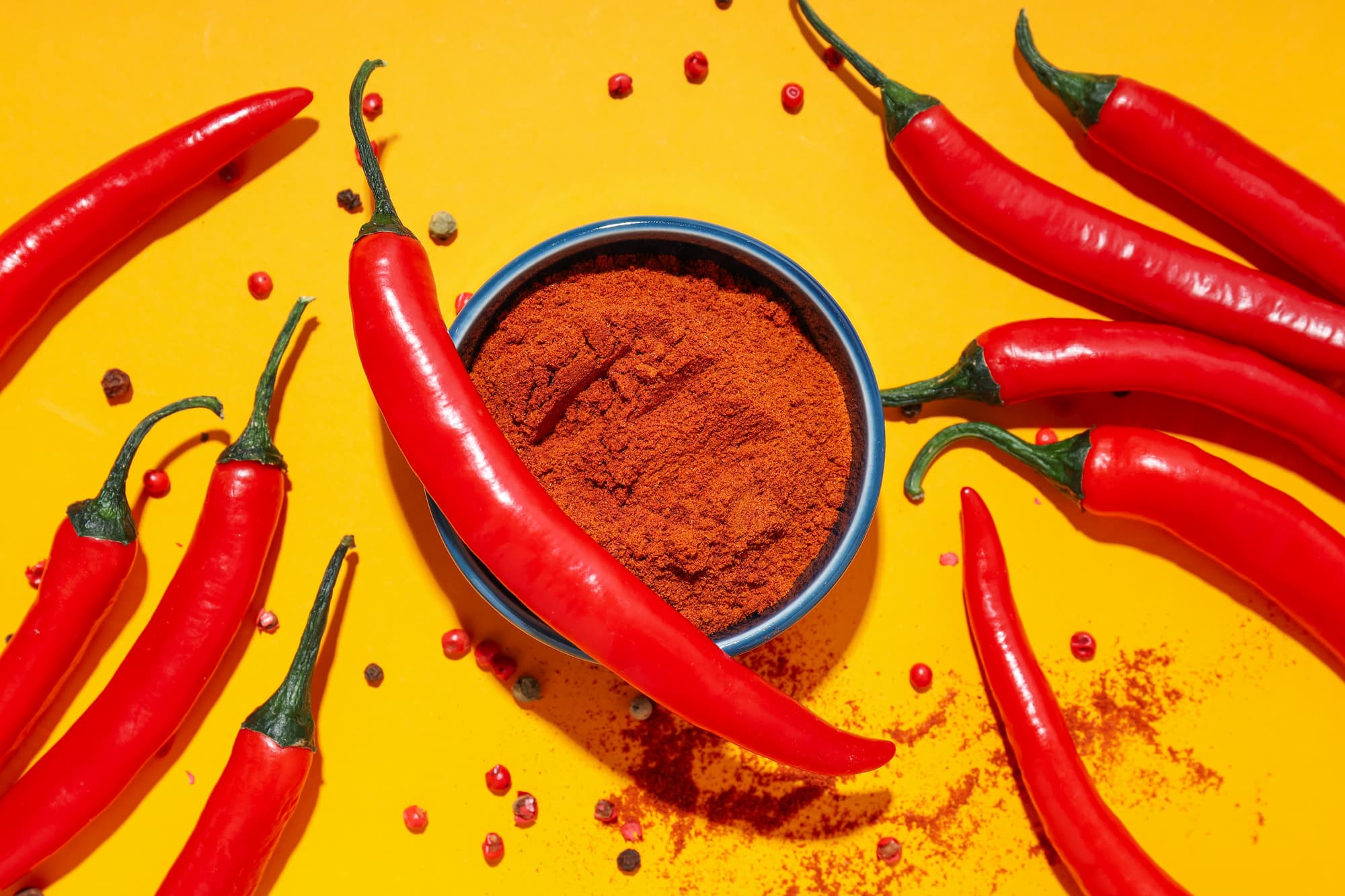 Fresh super cayenne peppers used in our hotter wing sauces